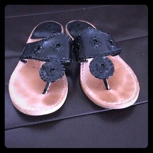 Jack Rogers Black and Tan flip flops